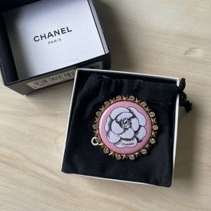 Chanel || Pink Camellia Round Brooch